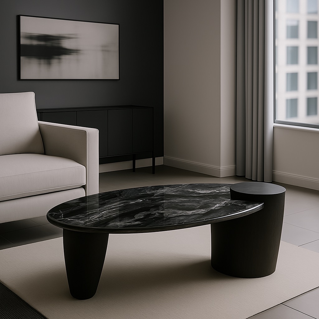 GUERIDON MARBREE NOIR G-1907-9