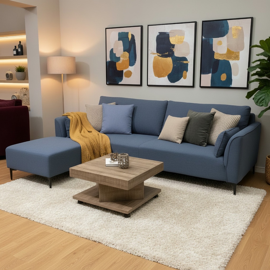 CANAPES MILLA 3P+STOOL en toile