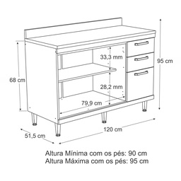 Meuble De Cuisine Armoire Paillasse 2 Battants + 3 Tiroirs MC-5118