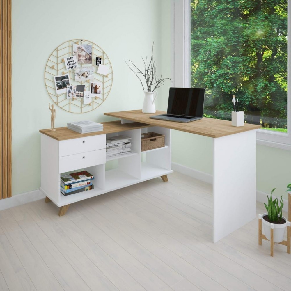 ARTANY Office Desk +Side Cupboard 145x128x75 Cm