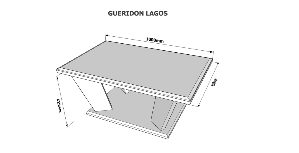 Gueridon Rectangulaire Lagos 65x100CM G-LAGOS