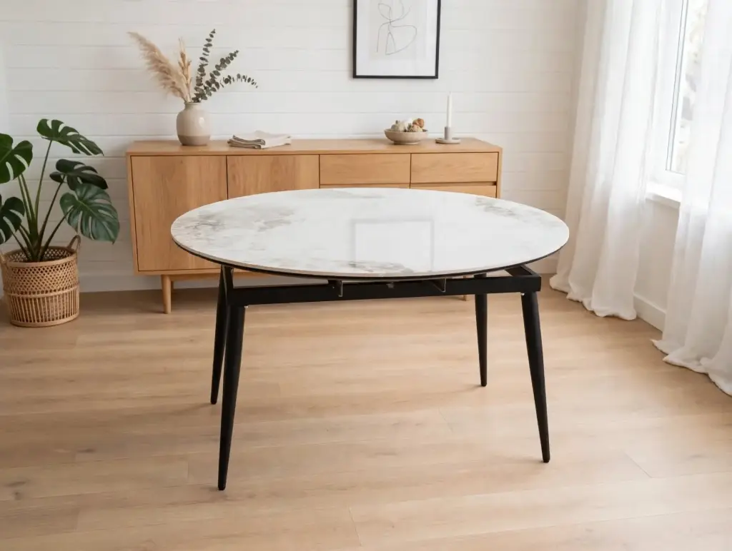 TABLE SALLE A MANGER CIRCULAIRE BLANCHE TSM-6809