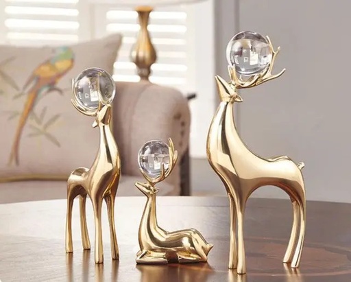 [DEC-QS15] DECO DOREE TRIPLE CHEVREUIL + CRISTAL