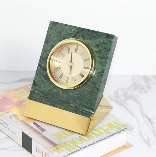 [DEC-N5] DECO DORE MARBRE VEFI HORLOGE SUR SOCLE DEC-N5