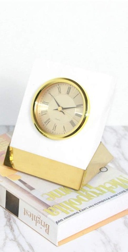 [DEC-N4] DECO-DORE MARBRE BLANC HORLOGE SUR SOCLE DEC-N4