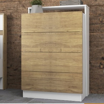 [C-3771] COMMODE A 4 TIRROIRS BLANC RUSTIQUE C-3771