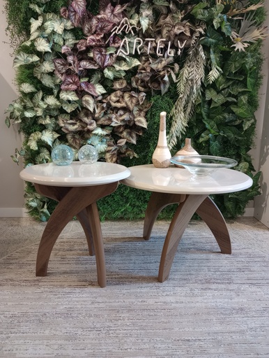 [G-JADE/PINE/2PCS] GUERIDON JADE PINE EN JEU DE 2