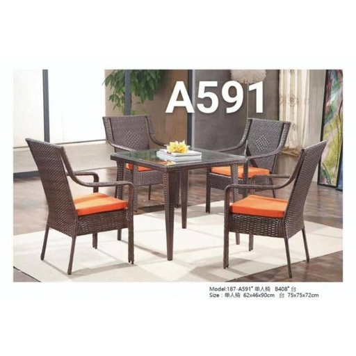 Ensemble table + 4 chaises rotin